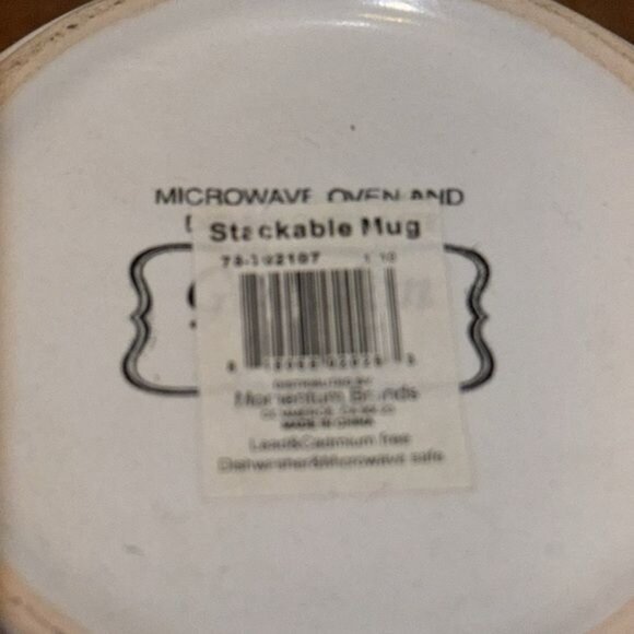 Boston Terrier Pattern Stackable Ceramic Mug With Teal Interior - Picture 4 of 6